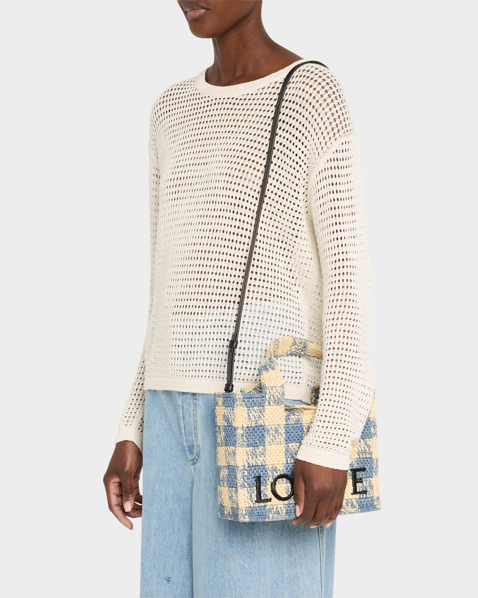 x Paula’s Ibiza Small Tote Bag in Gingham Raffia Product Image