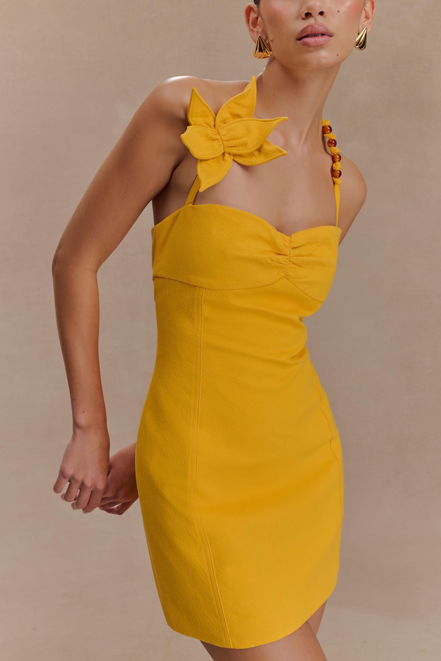 Reyes Cotton Floral Mini Dress - Butterscotch Product Image