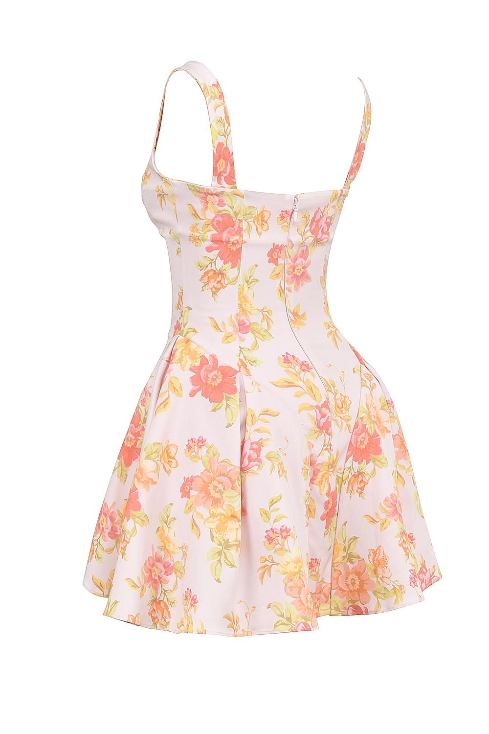 Bunny  peach poppy print twill mini dress Product Image