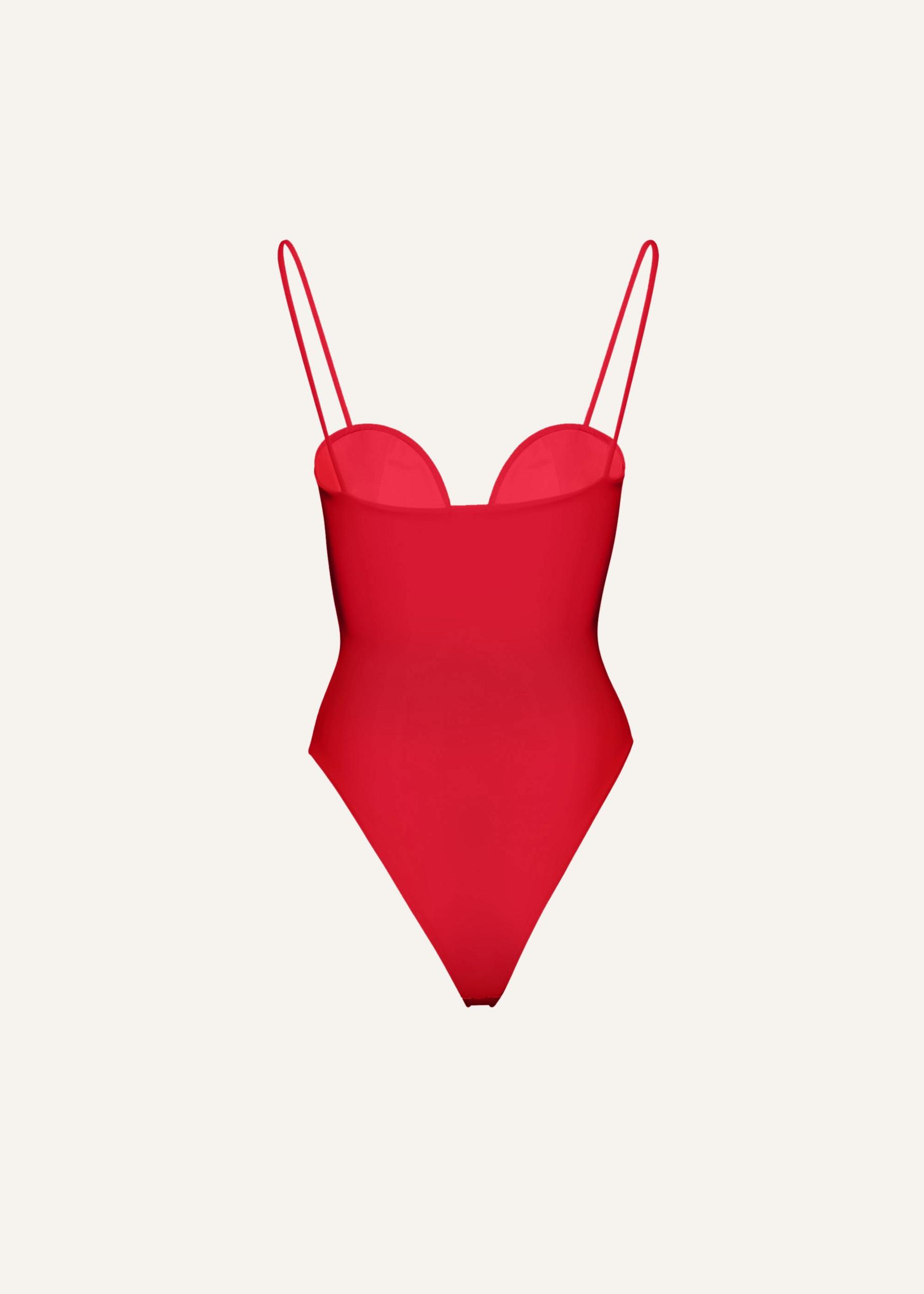 Retro bustier swimsuit in red Product Image