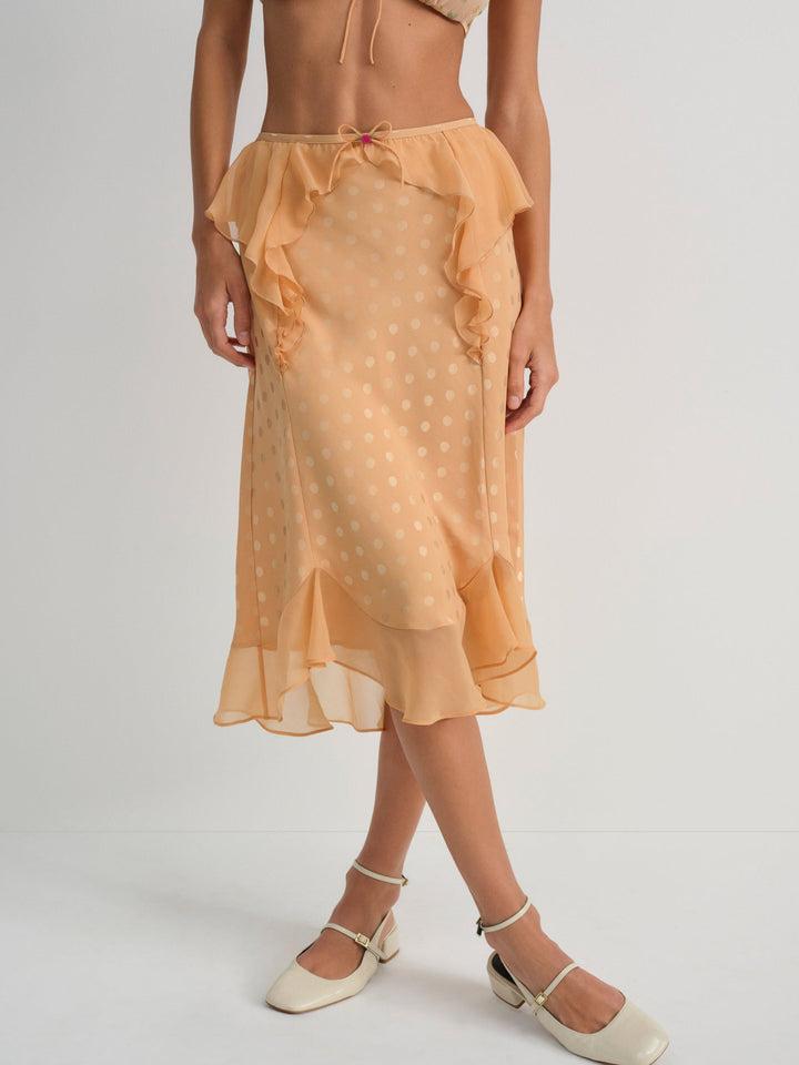 Glimmer Rosebud Midi Skirt — Rose Gold Product Image