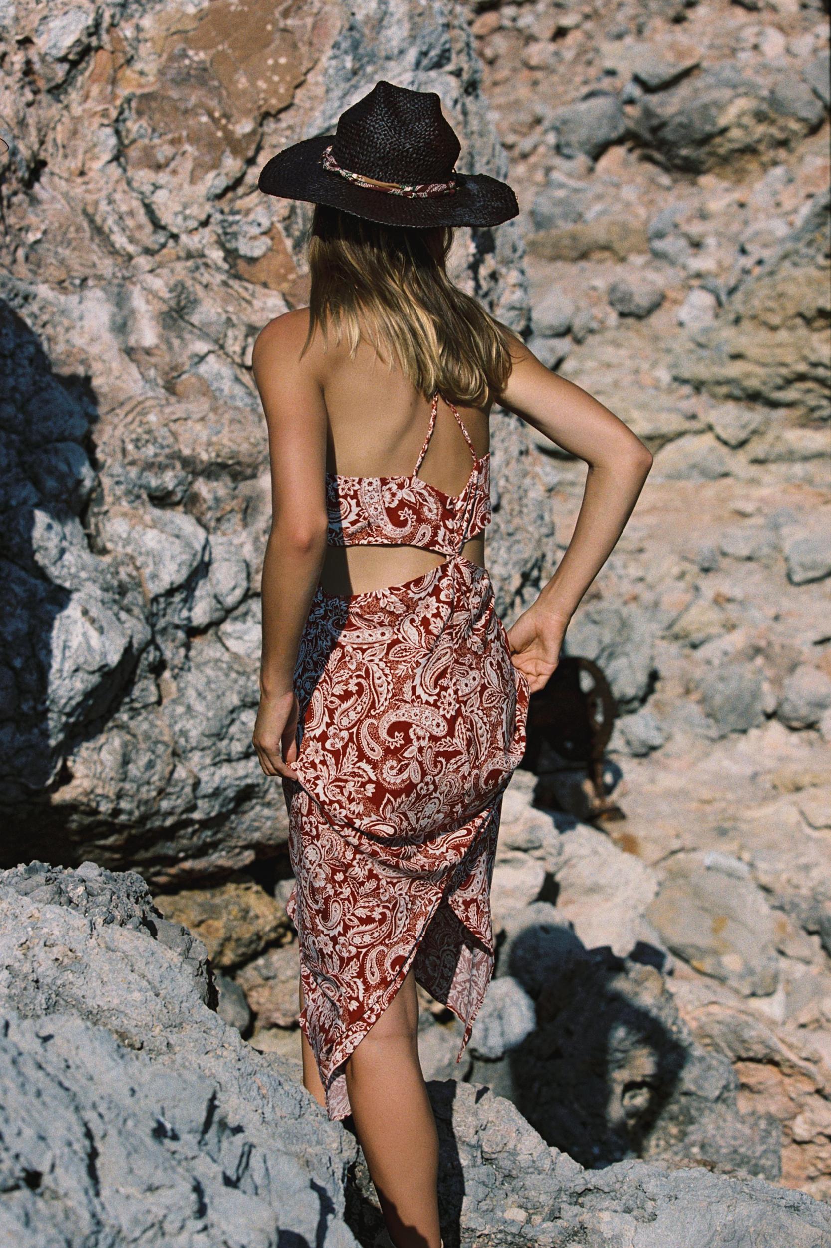 CUT OUT PRINT MIDI DRESS Product Image