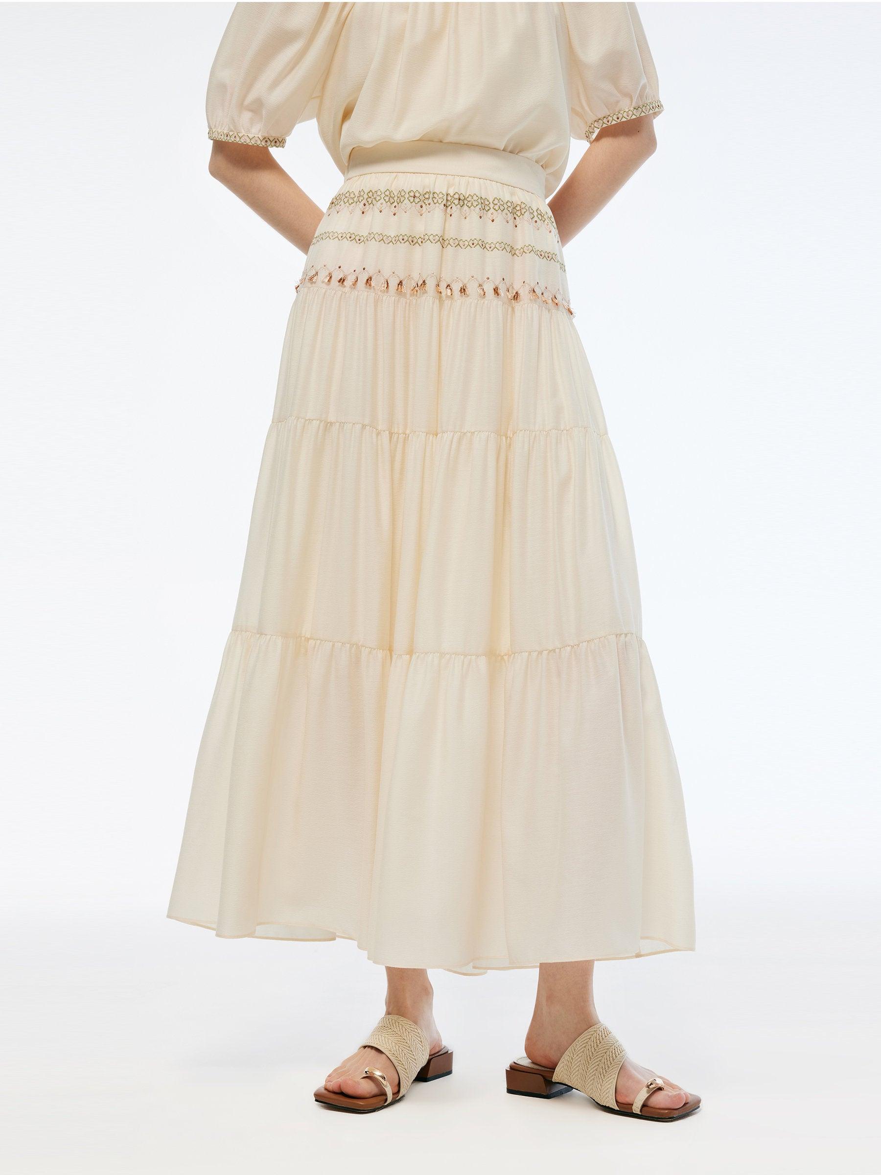 Acetate Blend Women Embroidered Skirt Product Image