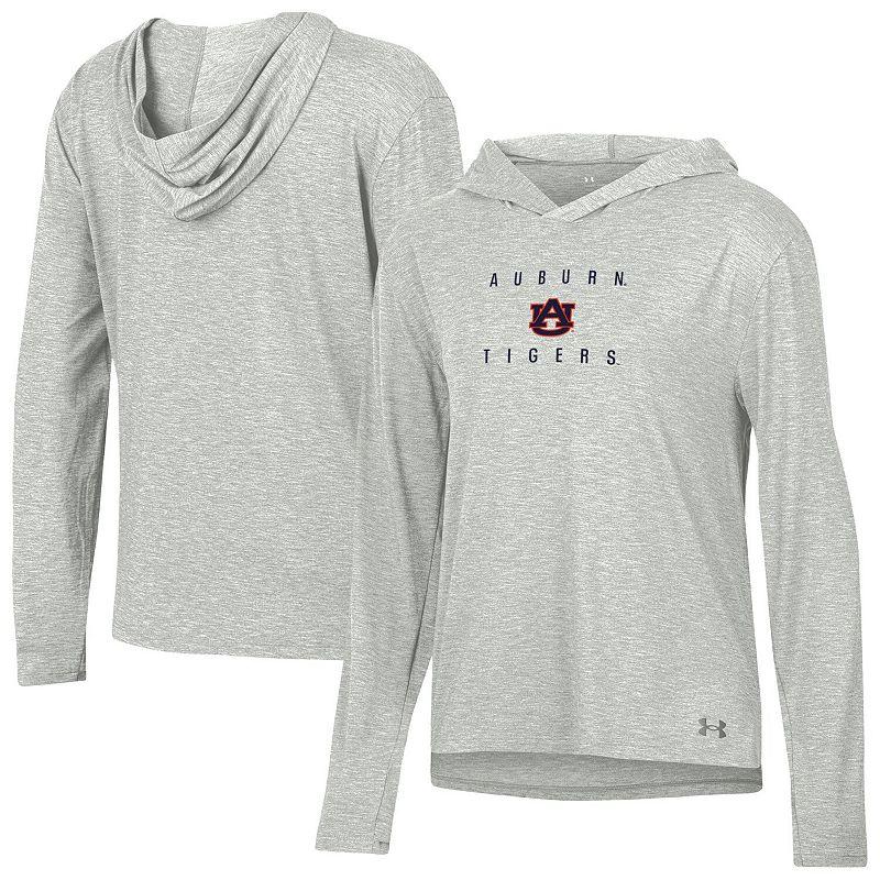 Women's Under Armour Heather Gray Auburn Tigers Super-Soft Breezy Long Sleeve Tri-Blend Hoodie T-Shirt, Size: XS, Grey Product Image