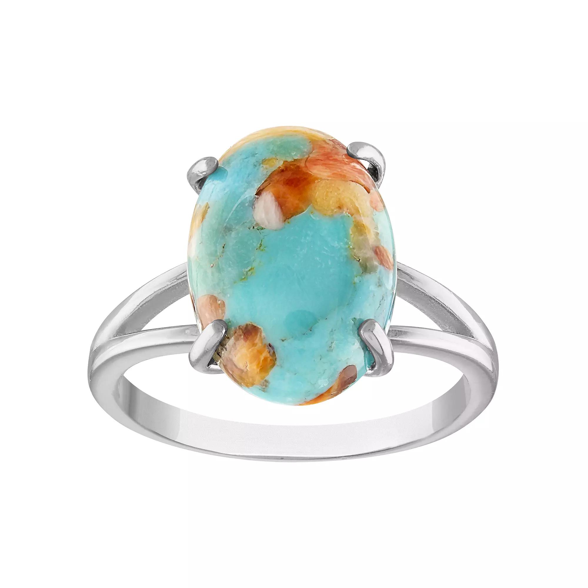 Designs by Gioelli Sterling Silver Oyster Turquoise Ring, Womens Product Image