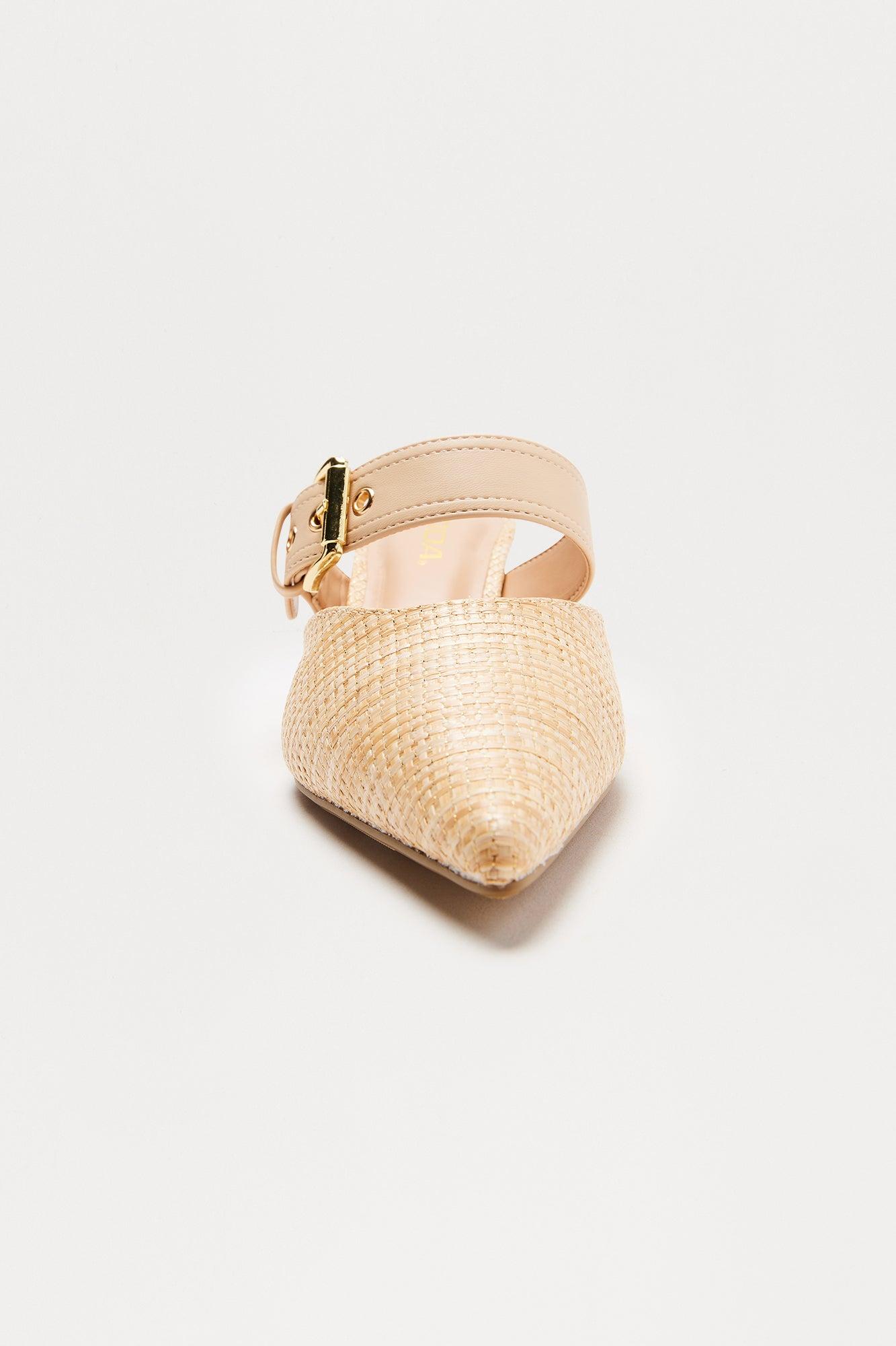 Delyn Buckle Kitten Heel Pumps - Natural Product Image