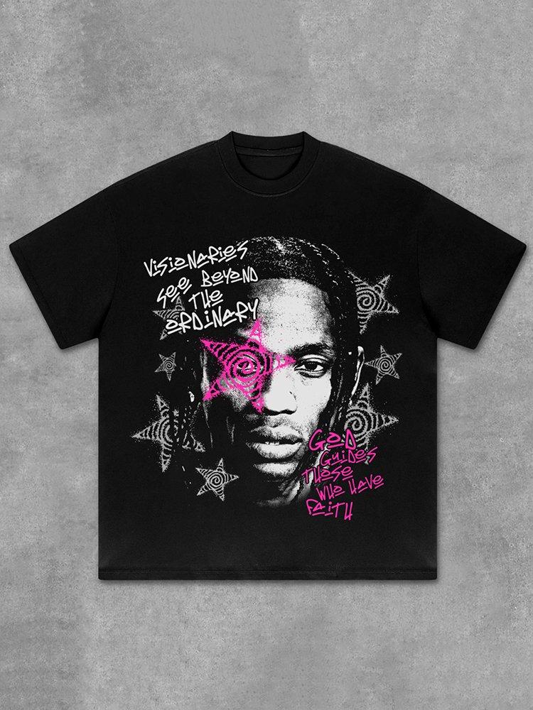 Fly By Choice Records Graphics Print Cotton Casual T-Shirt Product Image