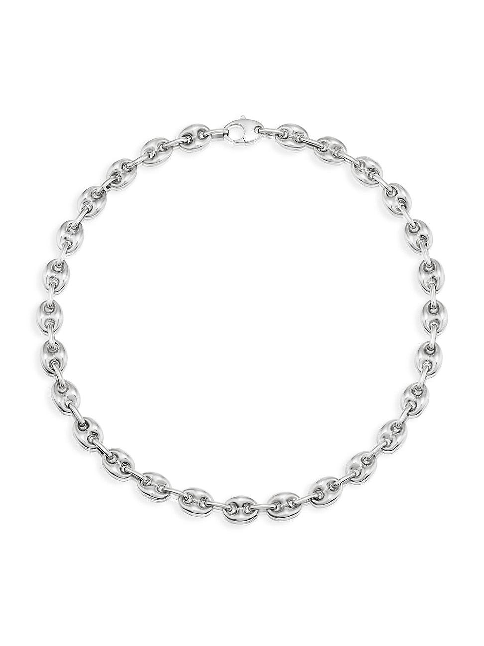 Womens Puffy Graduated Mariner Sterling Silver Chain Necklace Product Image