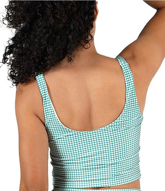 Janela Bay Green Blue Mini Plaid High Waist Seamless Swim Bottom Product Image