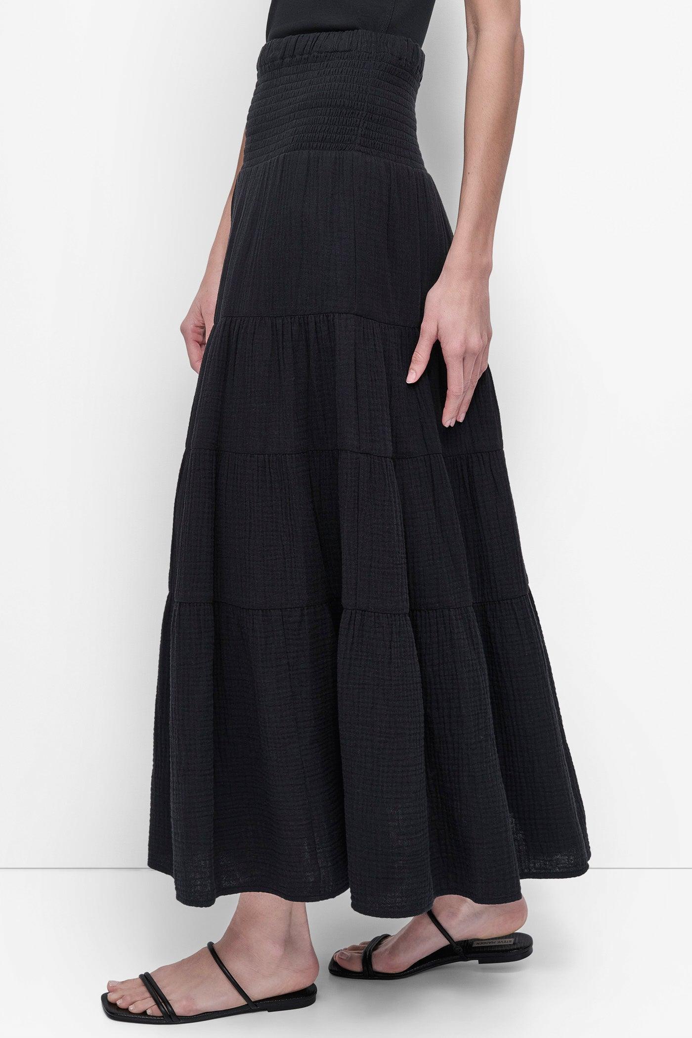 SMOCKED WAIST MIDI SKIRT Product Image