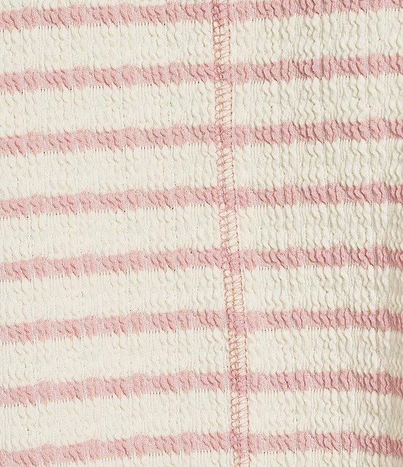 Moa Moa Striped V-Neck Short Sleeve Top Product Image