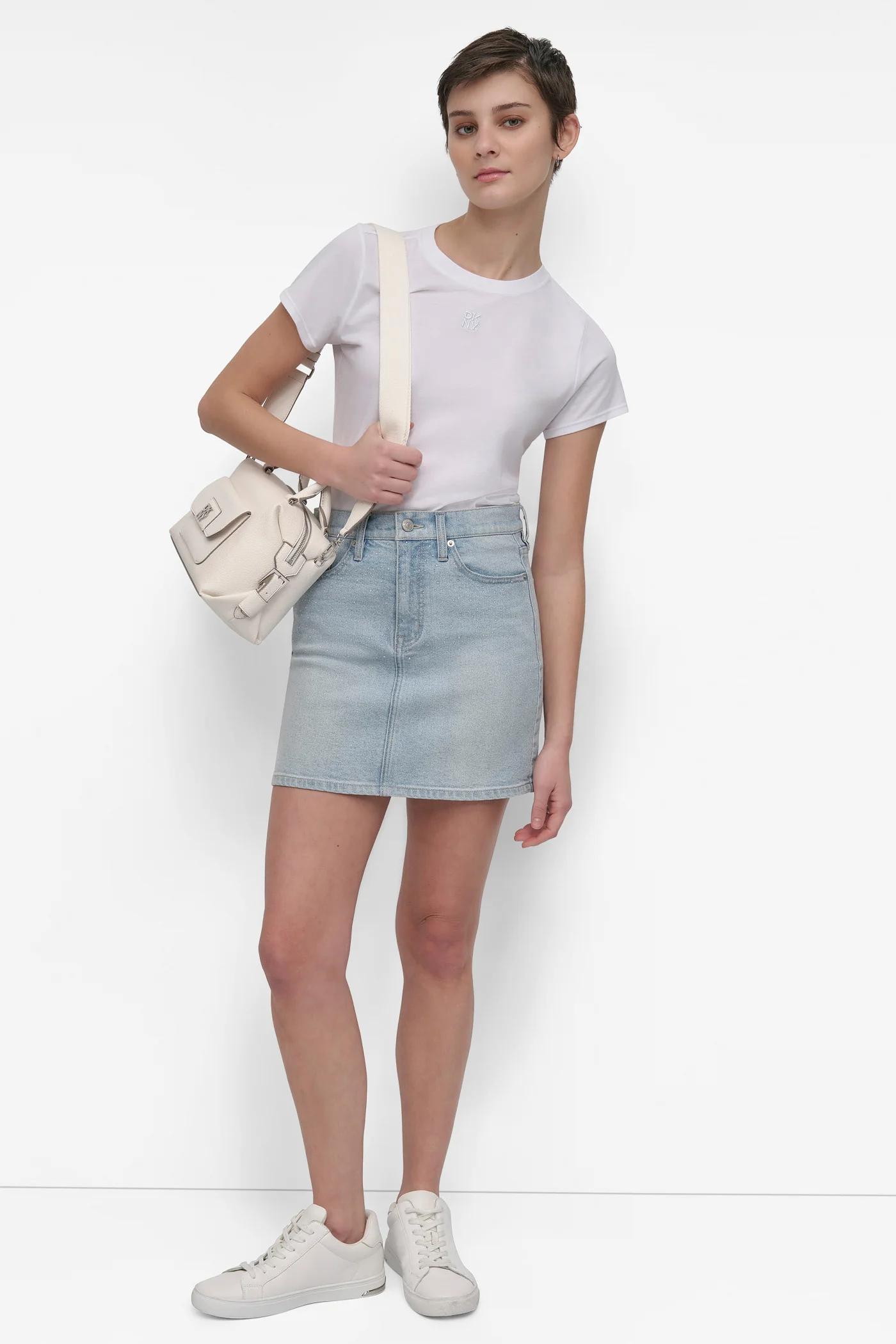 MINI SKIRT WITH RHINESTONE EMBELLISHMENT Product Image