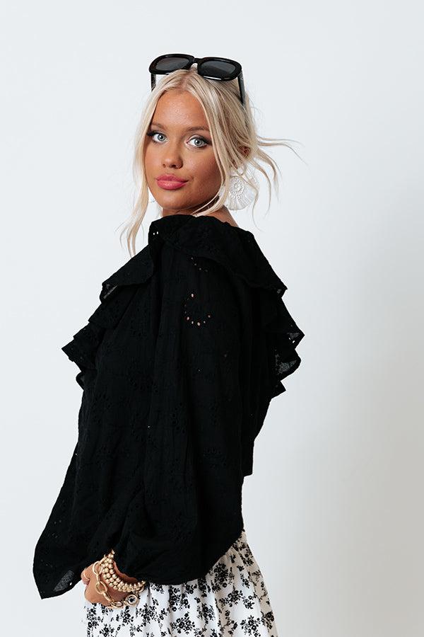 Serving Up Sangria Eyelet Top In Black Product Image