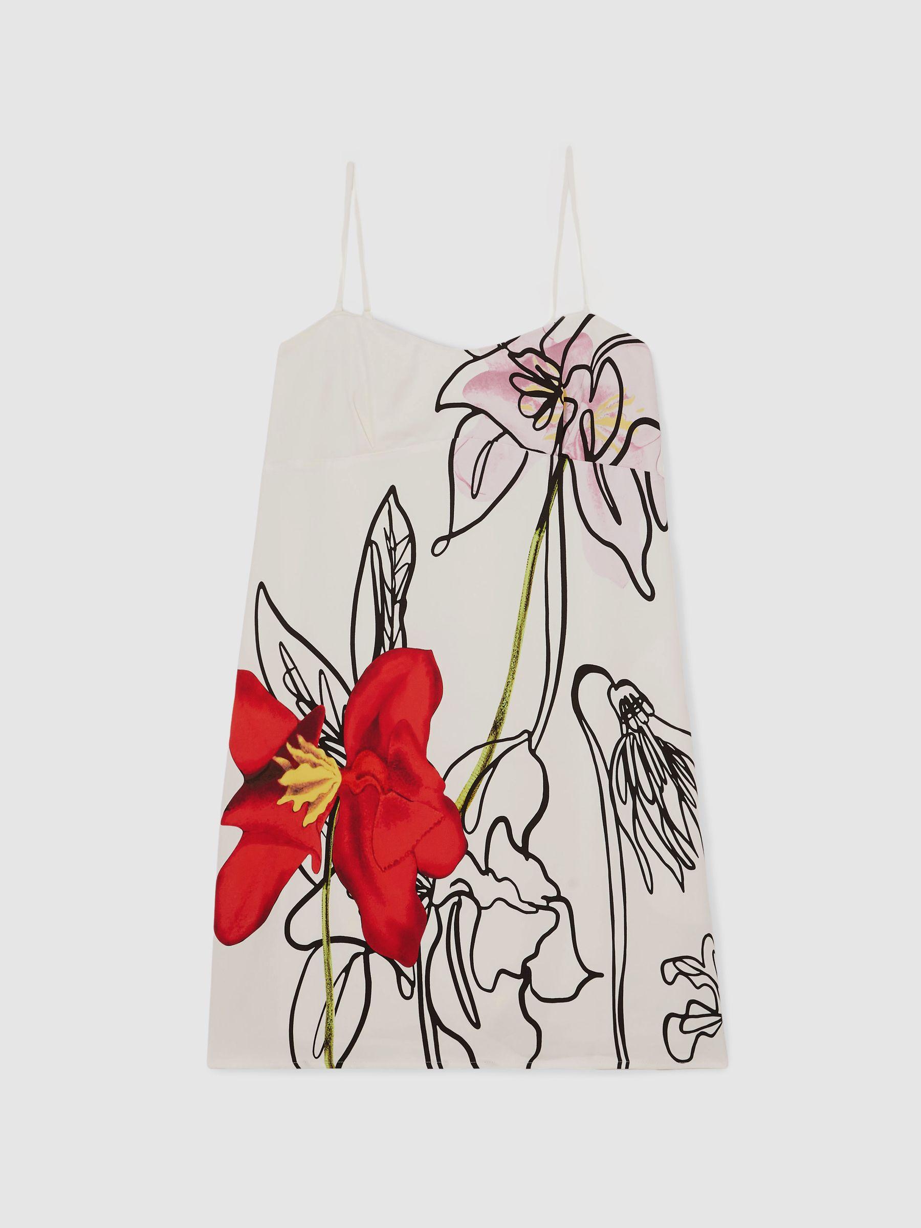 Reiss | NYBG Floral-Print Mini Dress in Ivory Product Image