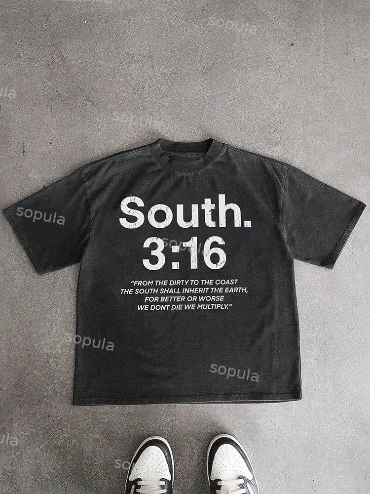 South 3：16 Placard Graphic Acid Wash T-shirt Product Image