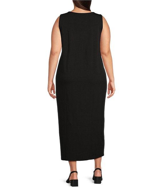 Eileen Fisher Plus Jersey Knit Round Neck Sleeveless Midi Dress Product Image