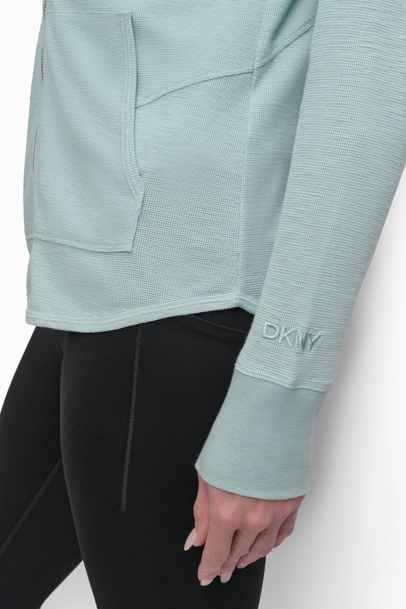 FULL ZIP MINI SLUB WAFFLE HOODIE WITH POCKETS Product Image