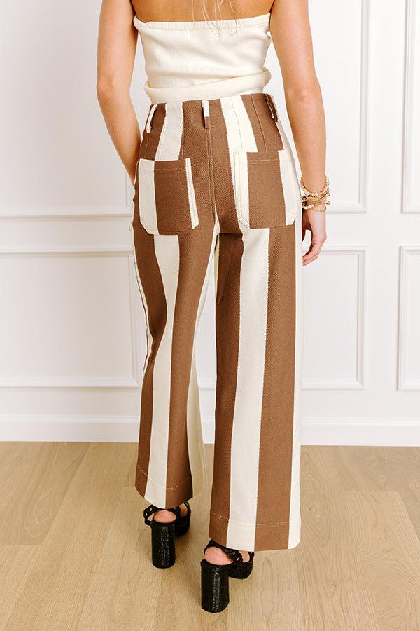The Kendal High Waist Stripe Pants in Chocolate Product Image