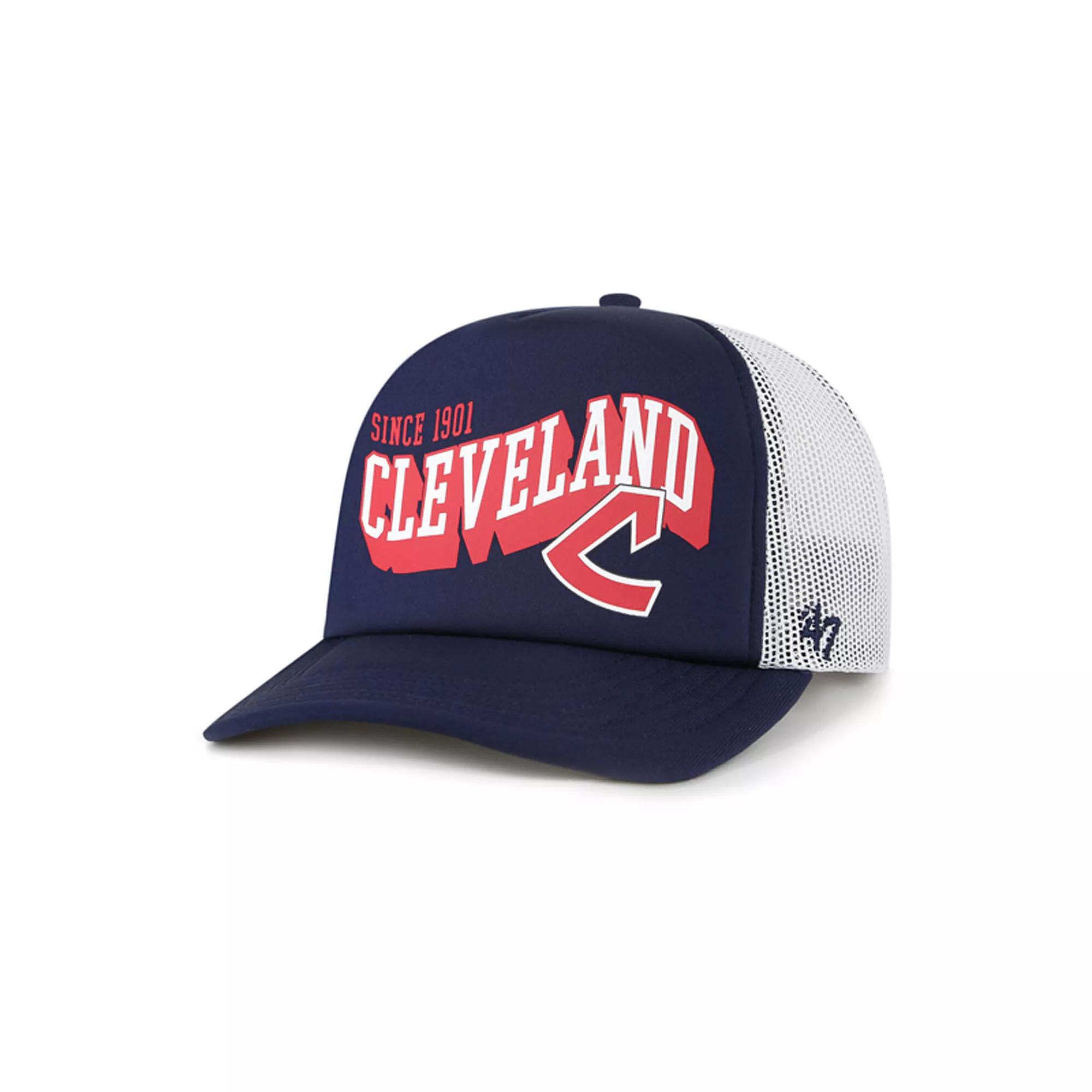 Men's '47 Navy Cleveland Guardians Meander Foam Trucker Snapback Hat, Grd Blue Product Image