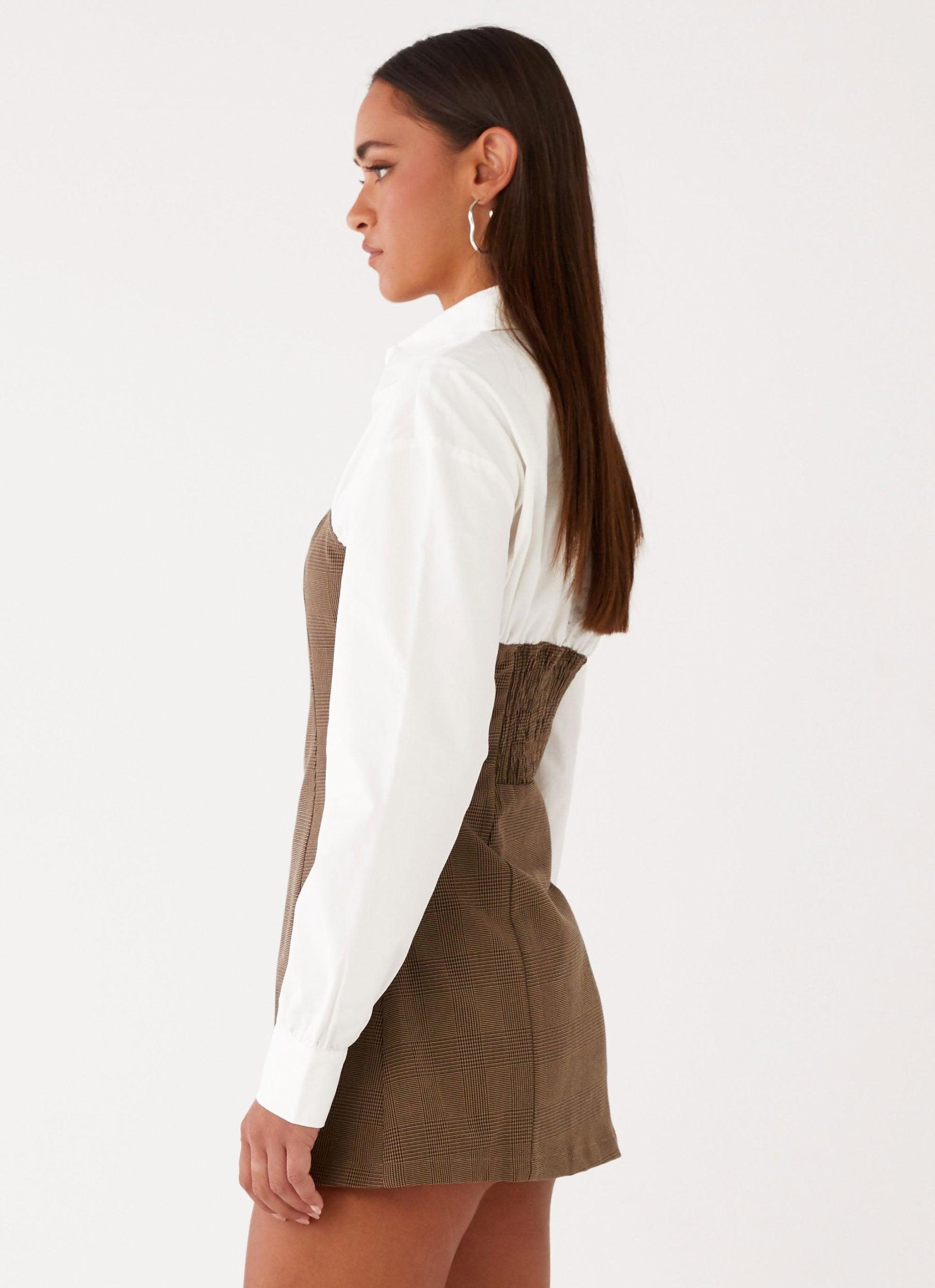Adelaide Shirt Mini Dress - Brown Girls Product Image