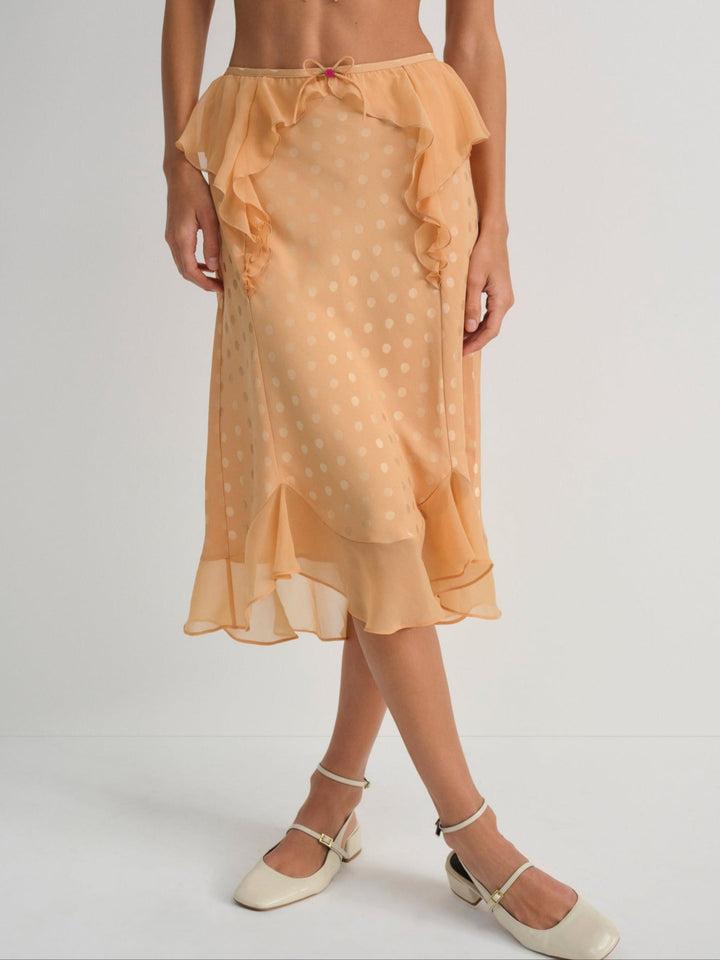 Glimmer Rosebud Midi Skirt — Rose Gold Product Image