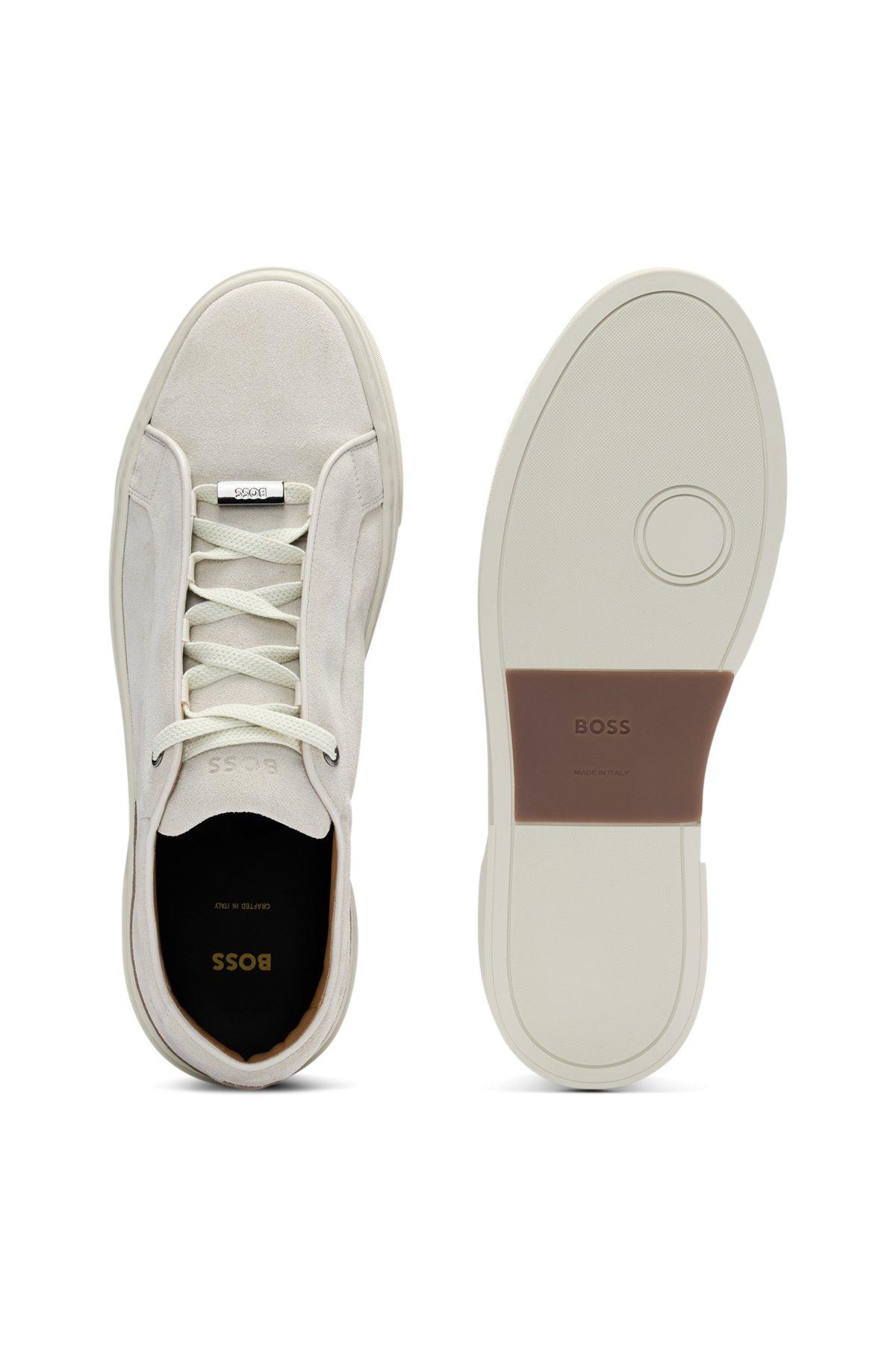 BOSS - Gary low-top trainers in suede - White Product Image