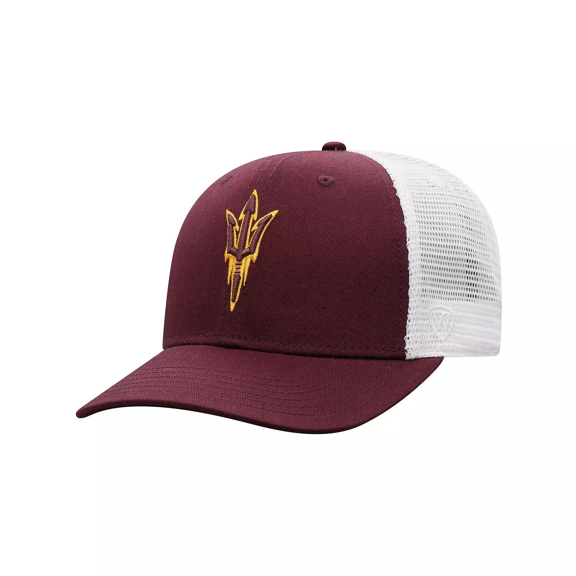 Men's Top of the World Maroon/White Arizona State Sun Devils Trucker Snapback Hat, Red Product Image