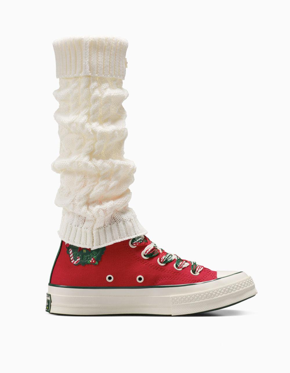 CONVERSE Chuck 70 Christmas High Top Womens Shoes - GREEN Product Image