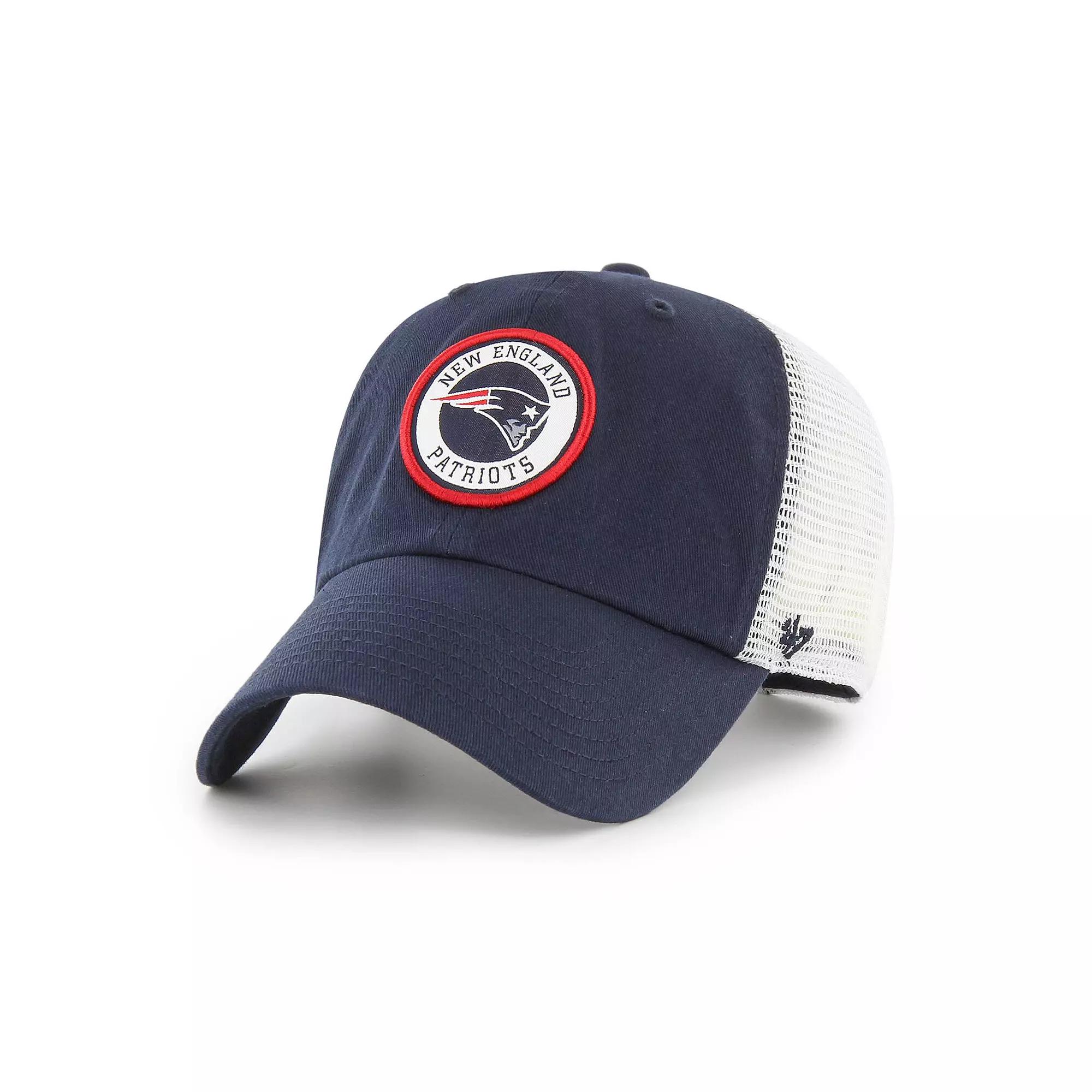 Men's '47 Navy/White New England Patriots Highline Clean Up Trucker Snapback Hat, Blue Product Image