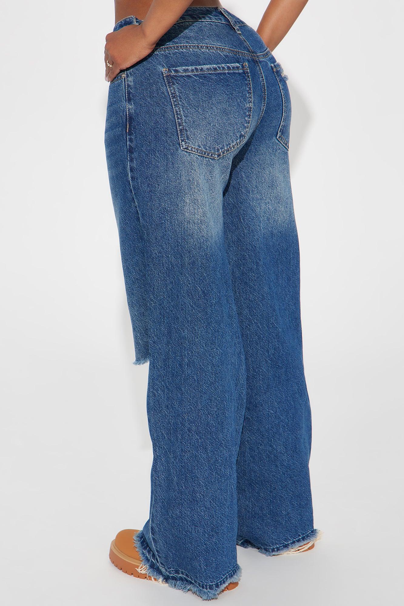 Celia Ripped Wide Leg Jeans - Medium Wash Product Image