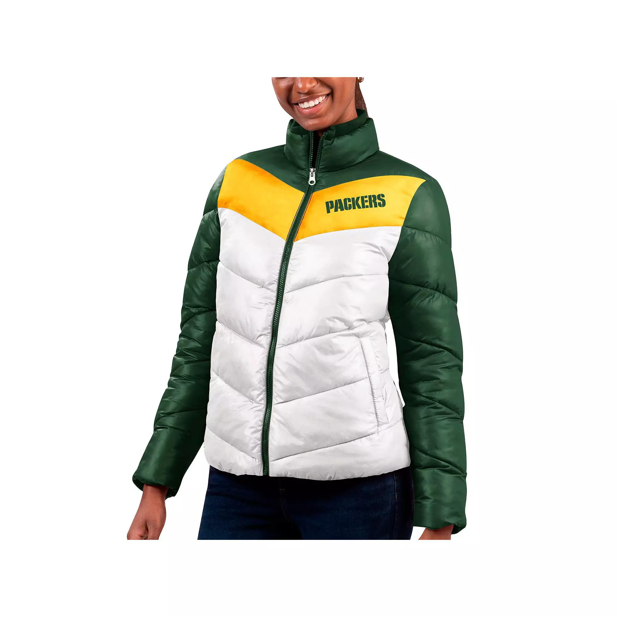 Women's G-III 4Her by Carl Banks  White/Green Green Bay Packers New Star Quilted Full-Zip Jacket, Size: Medium Product Image