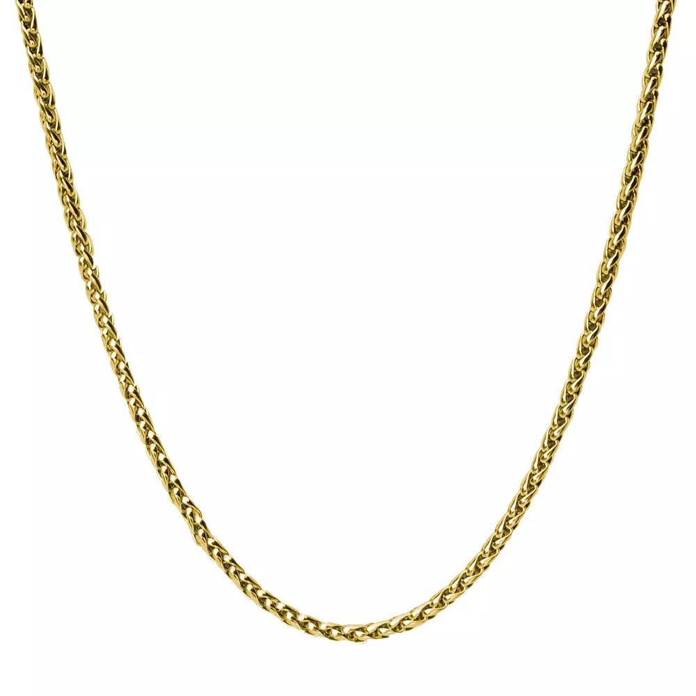 Men's Stainless Steel 3.4 mm Round Wheat Chain Necklace, Size: 24", Gold Tone Product Image