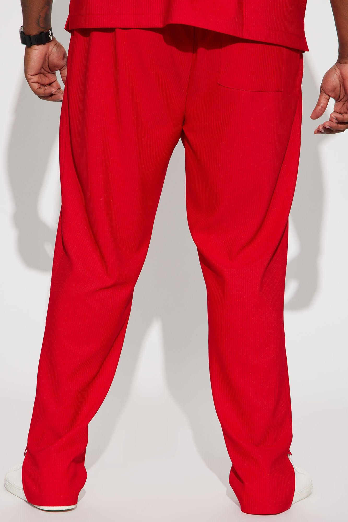 Show Up Slim Slit Pants - Red Product Image