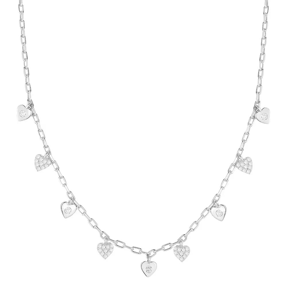 Sunkissed Sterling Cubic Zirconia Heart Charm Necklace, Women's, Silver Tone Product Image