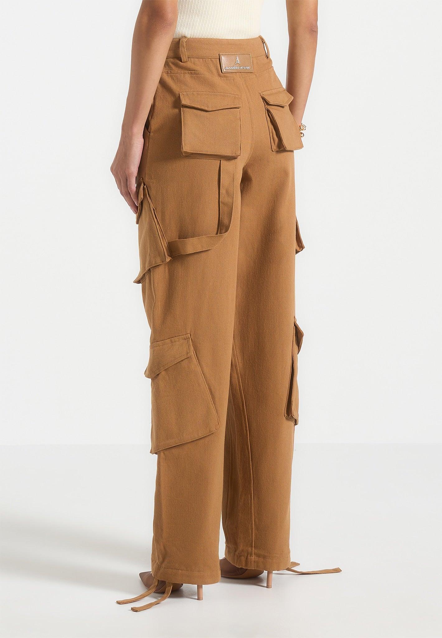 Anne - High Waisted Cargo Pants - Tan Female Product Image