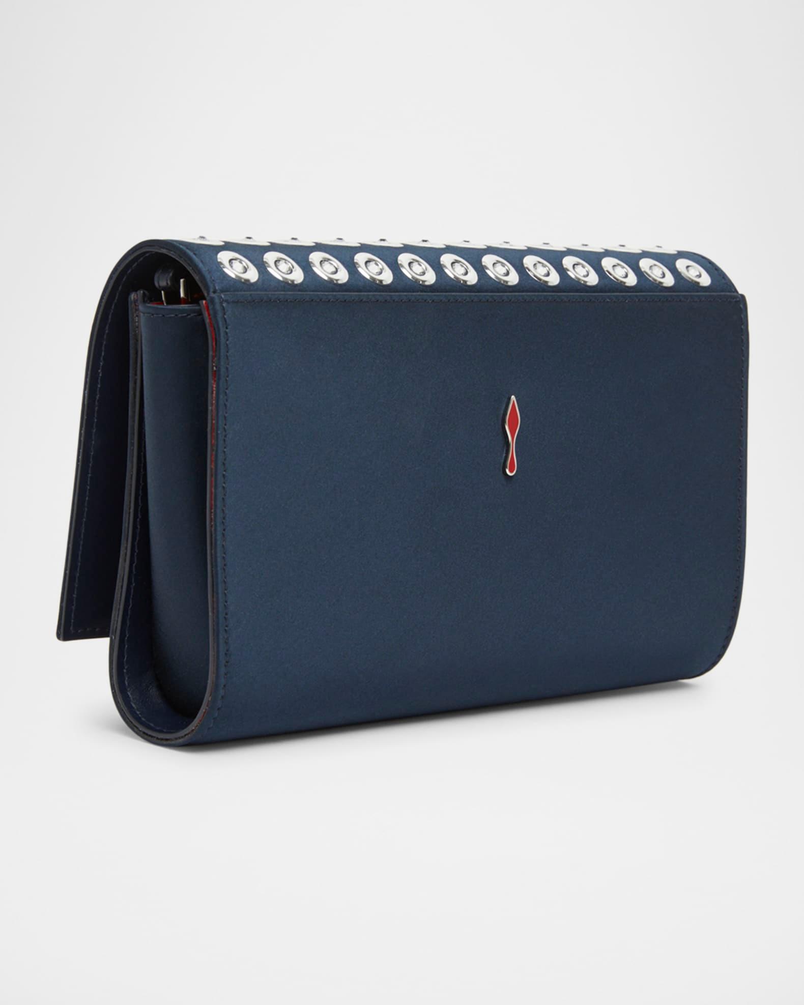 Paloma Mirror-Studded Chain Clutch Bag in Crepe Satin Product Image