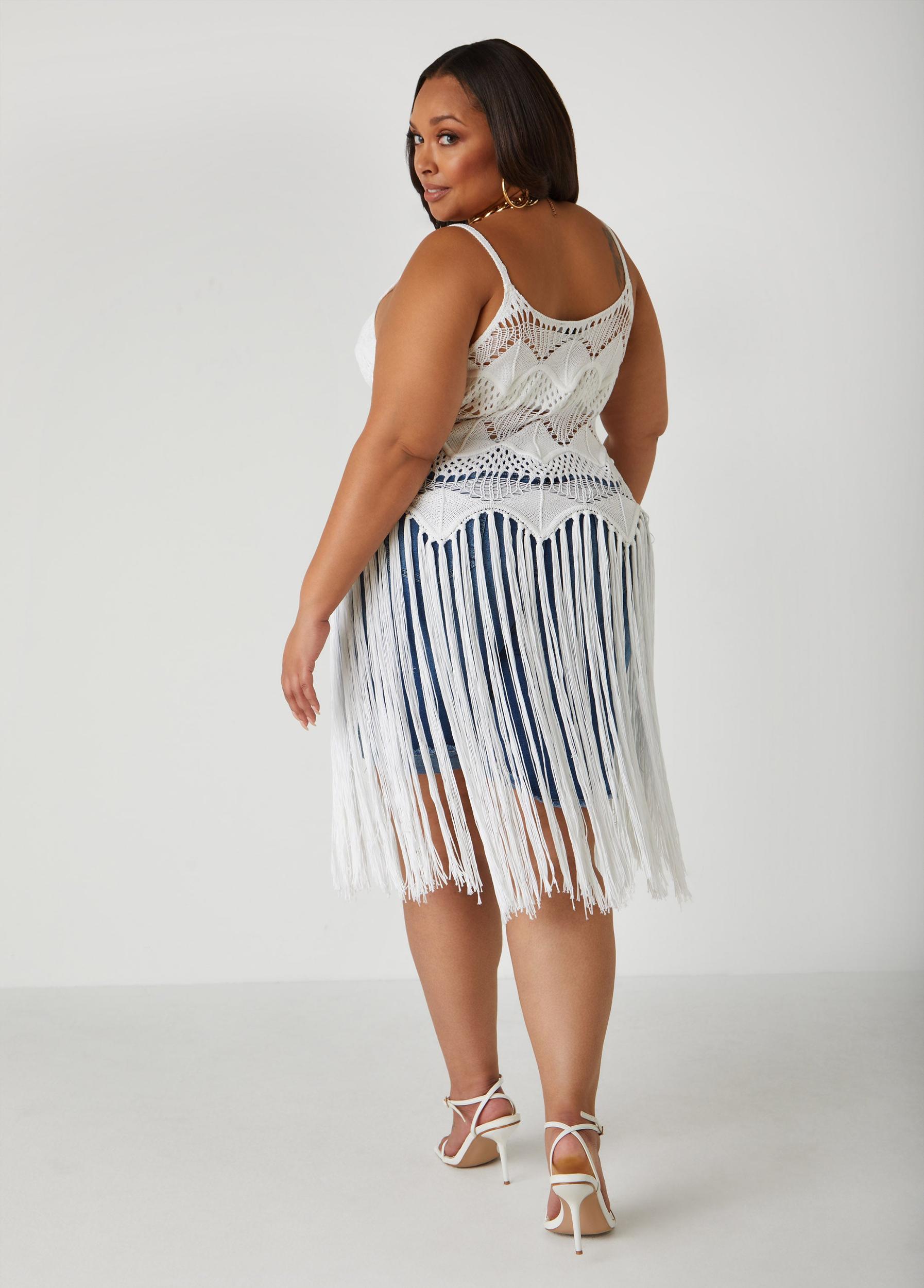 Fringed Crochet Knit Top Product Image