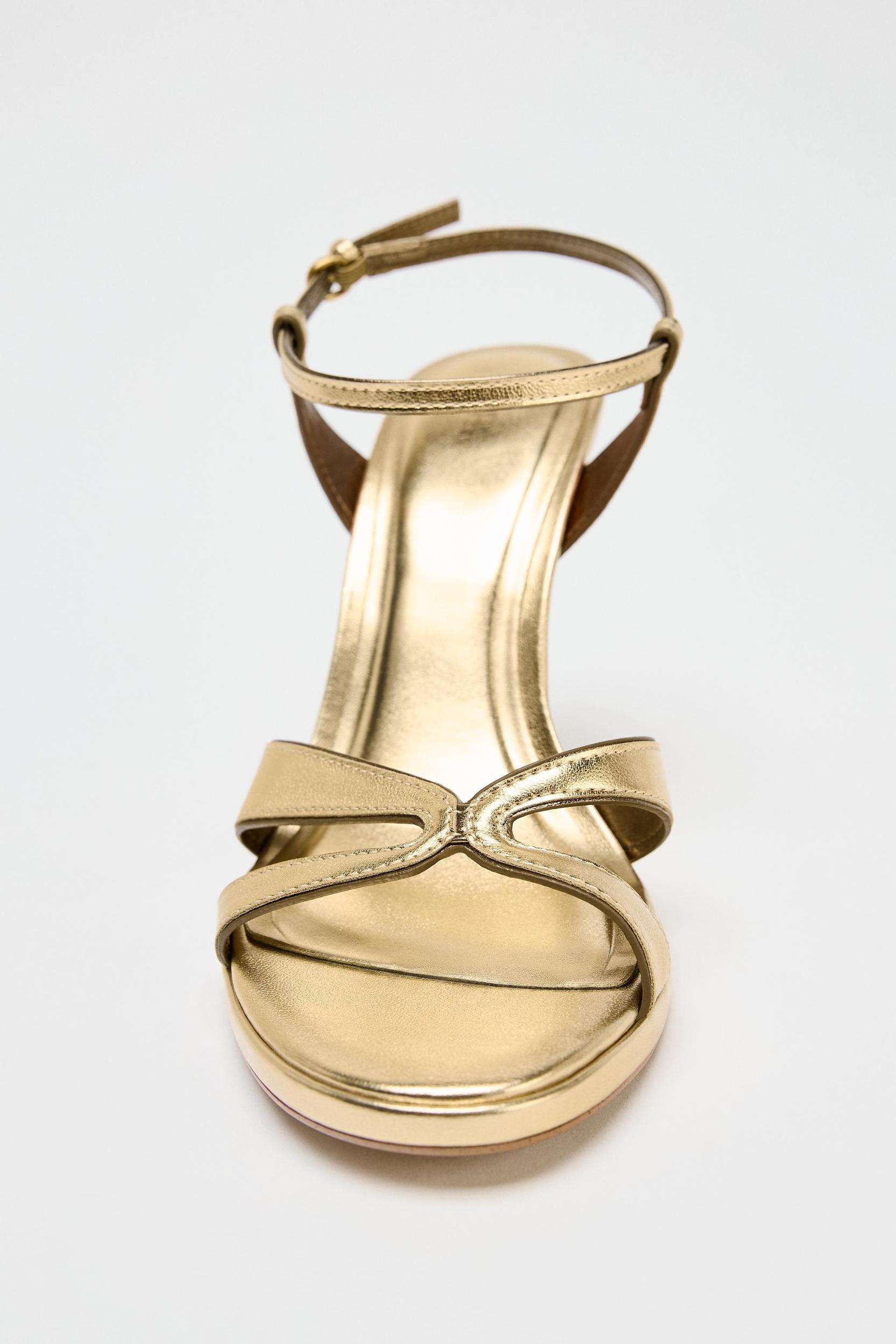 METALLIC EFFECT HEELED SANDALS Product Image