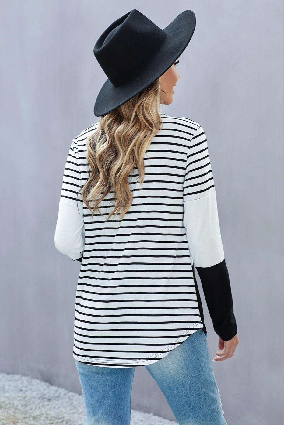 Heart sequins striped top Product Image