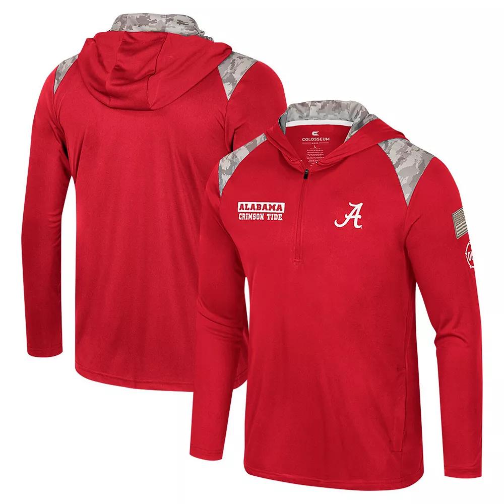 Men's Colosseum Crimson Alabama Crimson Tide OHT Military Appreciation Quarter-Zip Hoodie Jacket,  Product Image