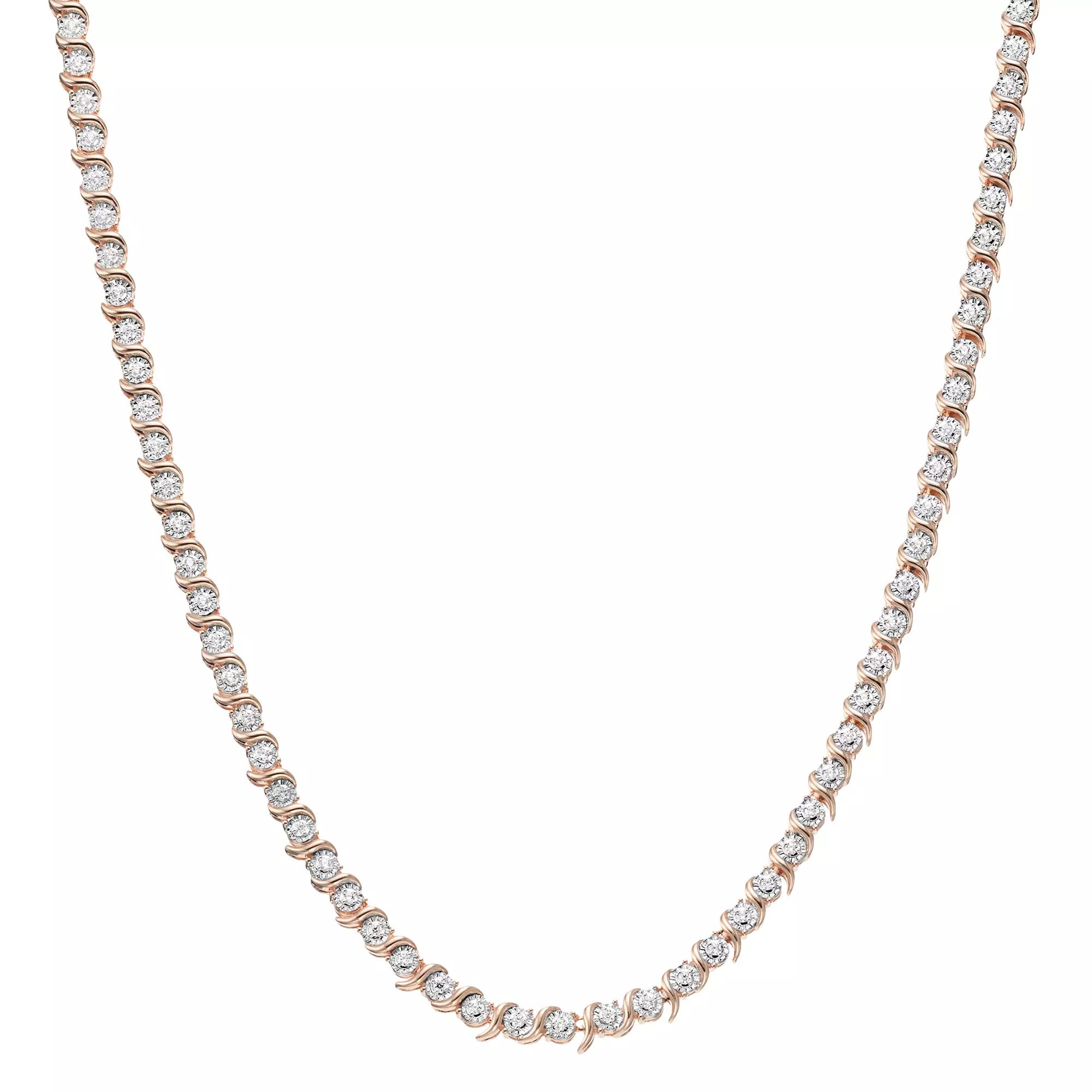 Diamond Brilliance 1 Carat T.W. Diamond Necklace, Women's, Size: 16", Pink Tone Product Image