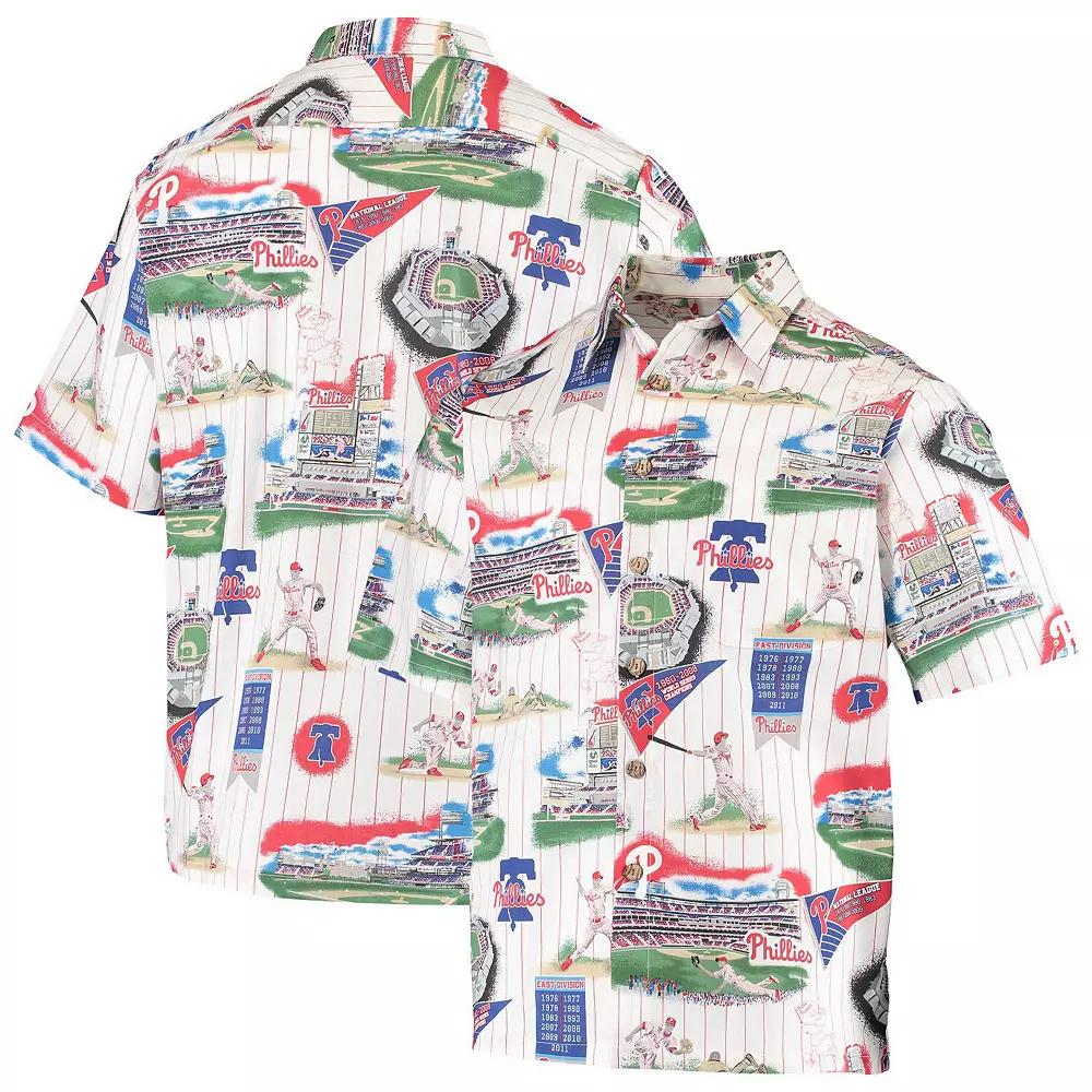 Men's Reyn Spooner White/Red Philadelphia Phillies Scenic Button-Up Shirt, Size: Small Product Image