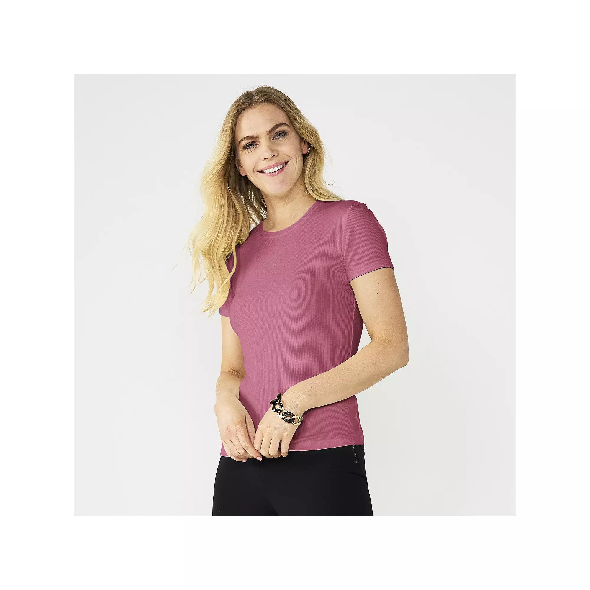 Women's Nine West Fitted Ribbed Crewneck Top,  Product Image