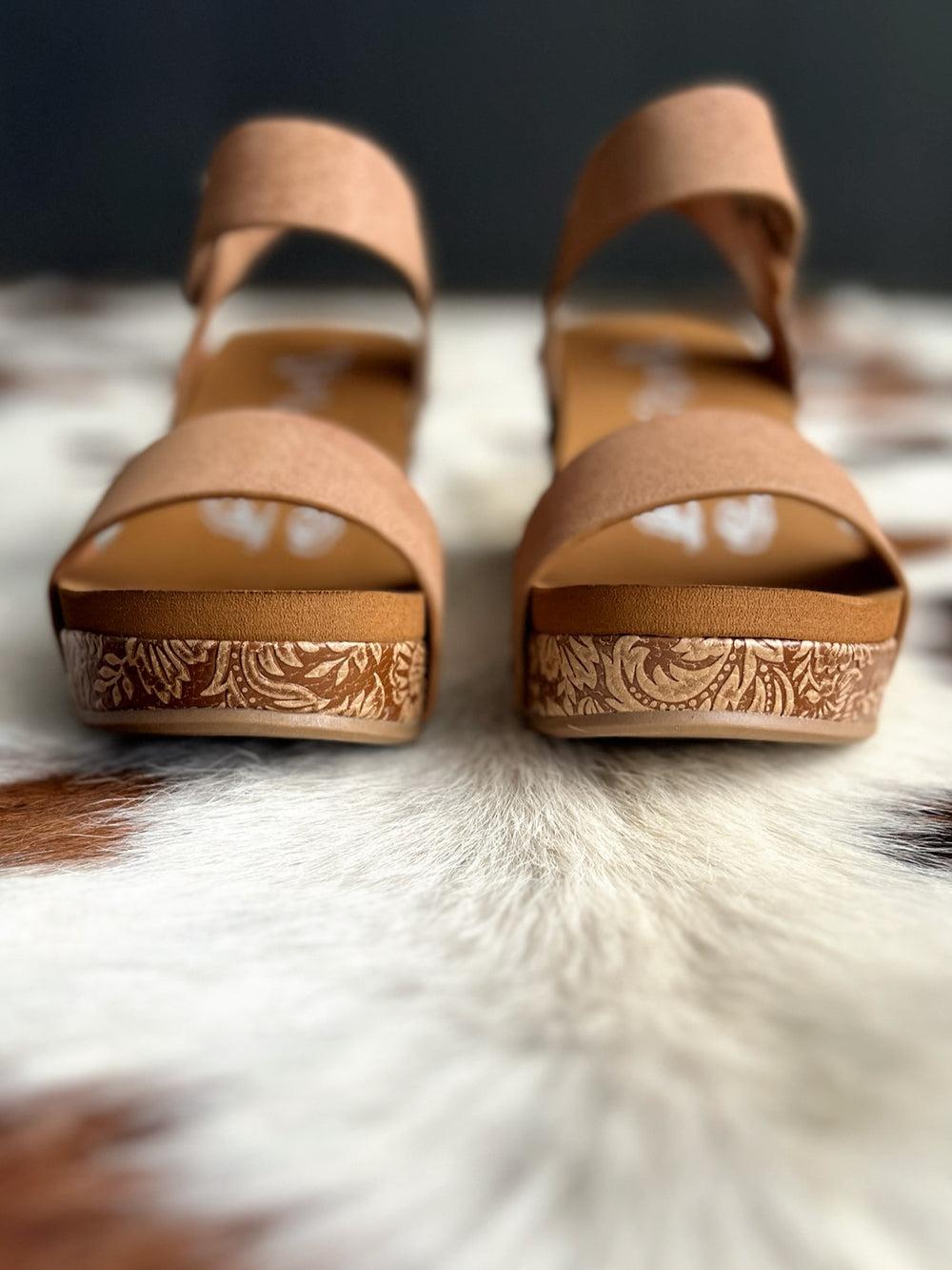 Very G Rich Light Tan Flower Wedge Product Image