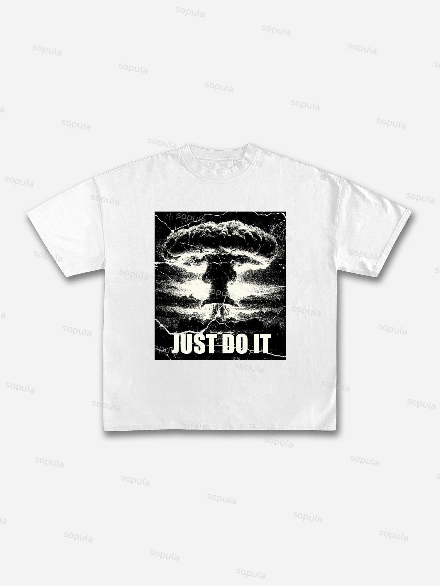 Just Do It Old Vintage Mushroom Cloud Graphic Cotton T-shirt Product Image