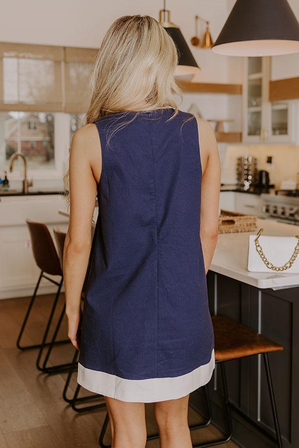 Mykonos Cruise Linen-Blend Mini Dress in Navy Product Image