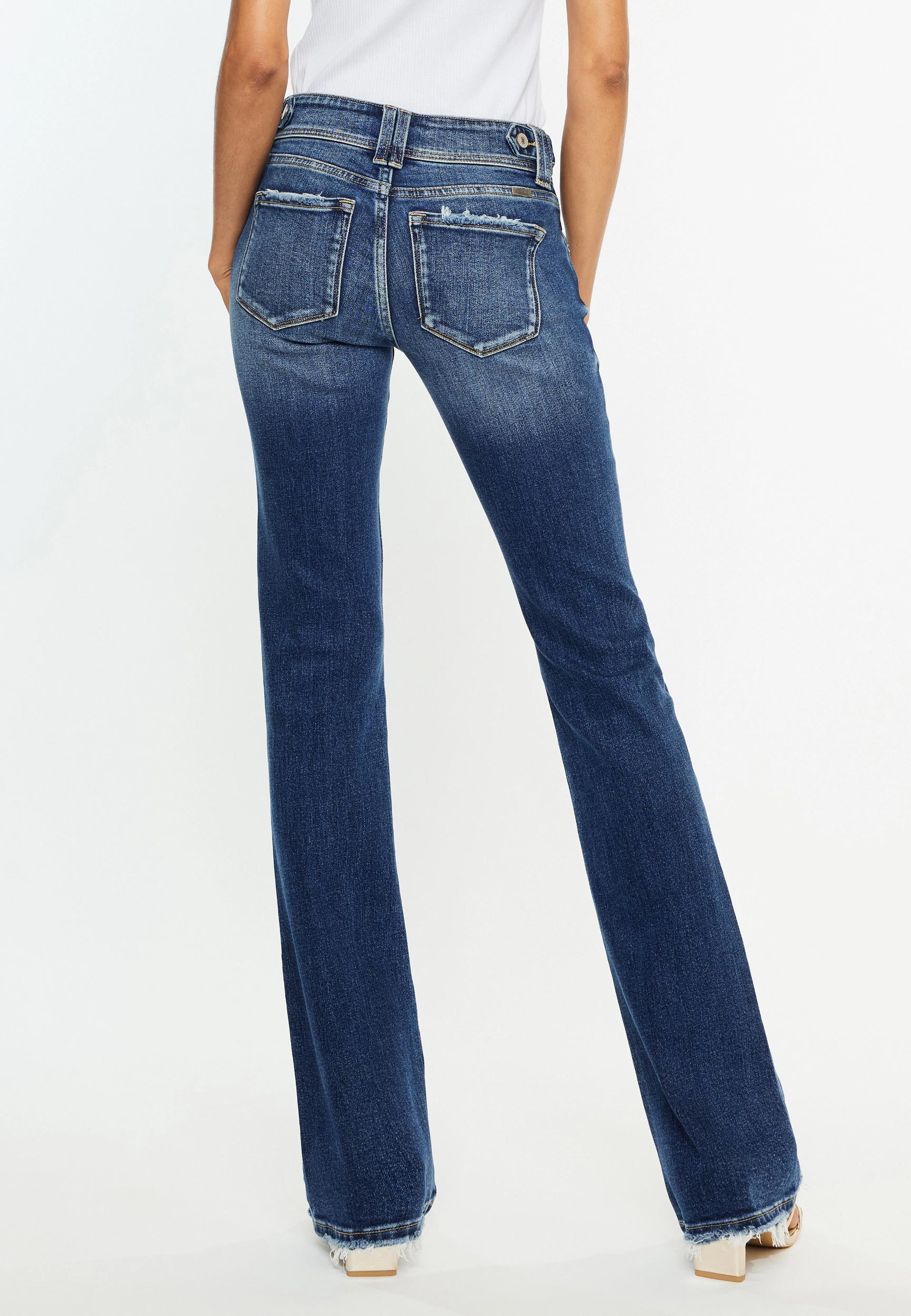 KanCan™ Mid Rise Double Button Frayed Hem Bootcut Jean Product Image