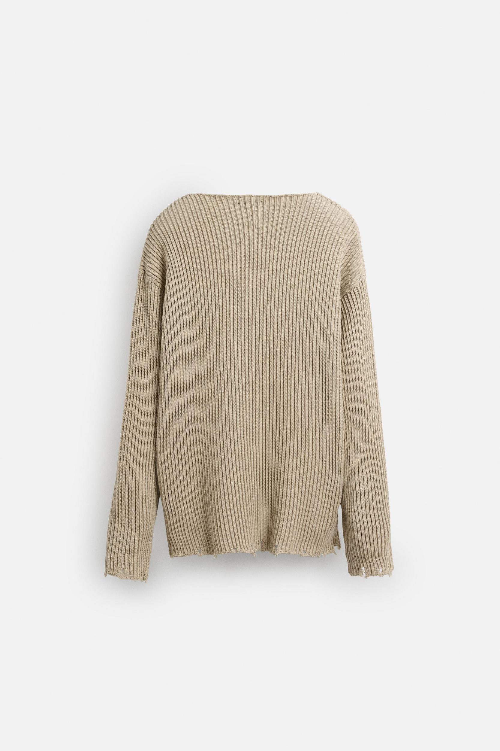 RIBBED DISTRESSED SWEATER Product Image