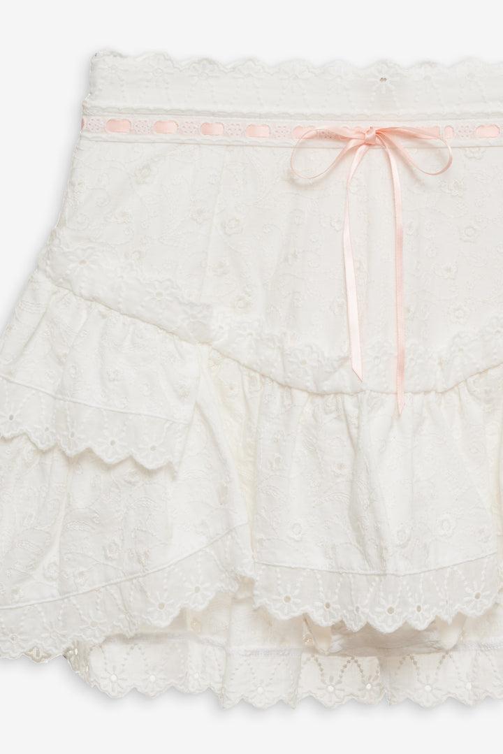 Summer Swirl Eyelet Mini Skirt — White Product Image