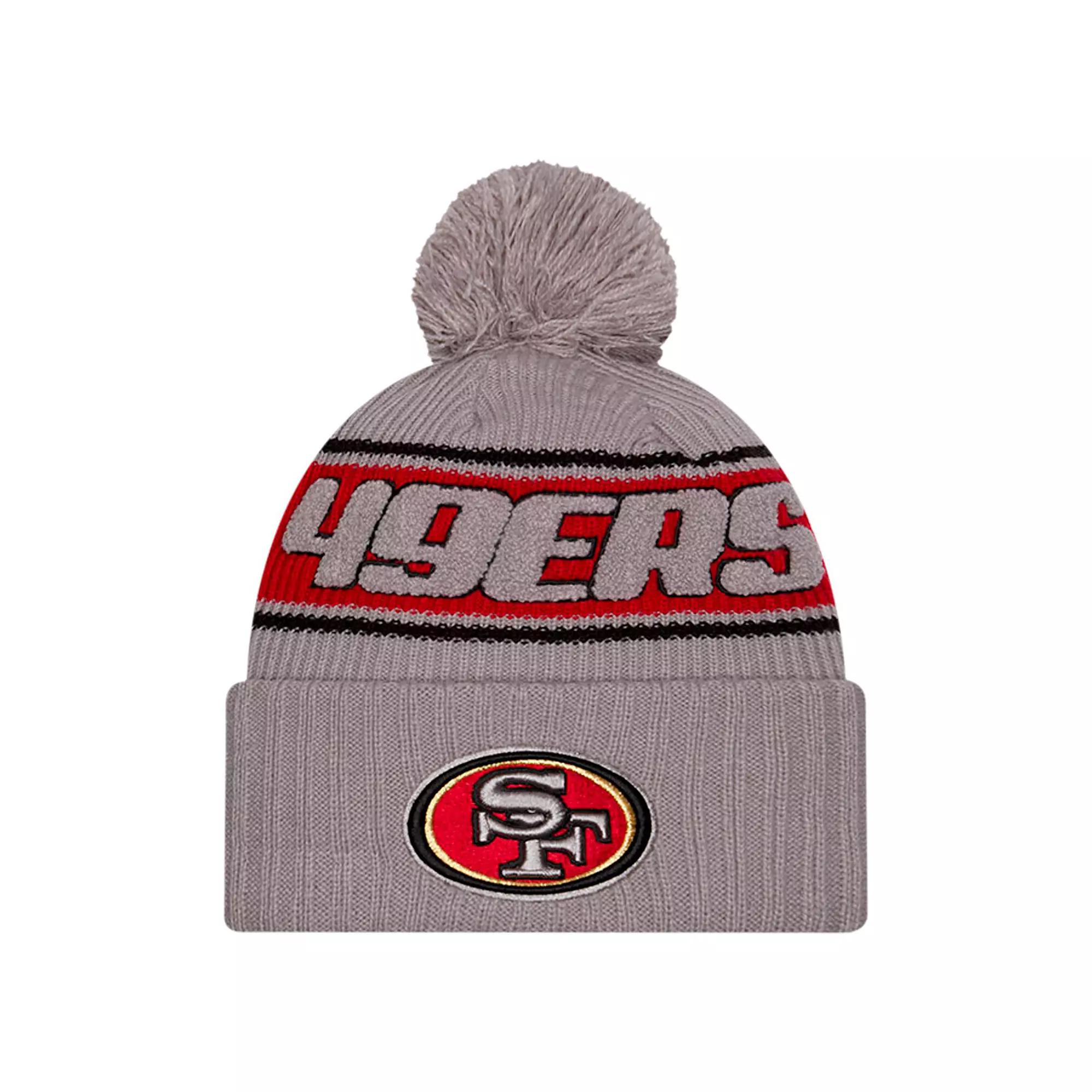 Men's New Era Gray San Francisco 49ers 2024 Sideline Sport Cuffed Knit Hat with Pom, Grey Product Image